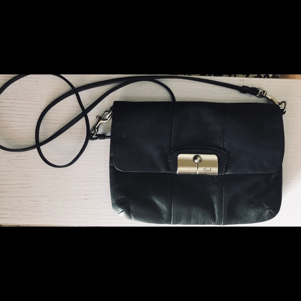 Coach black leather crossbody